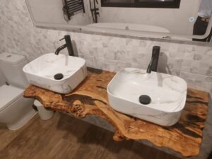 encimeras de baño de 160x50 cm en madera de olivo