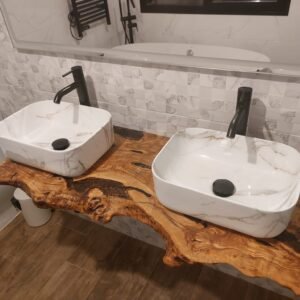 encimeras de baño de 160x50 cm en madera de olivo